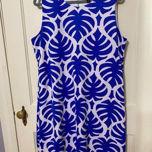Worthington Sleeveless Shift Dress Blue White Size XL